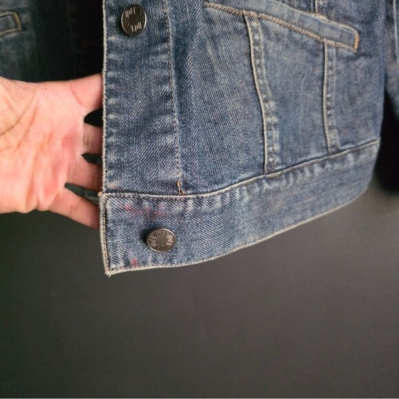 J Jill Denim Trucker Jean Jacket Sz L  Capsule Casual Classic Stretch Cotton - Picture 4 of 9